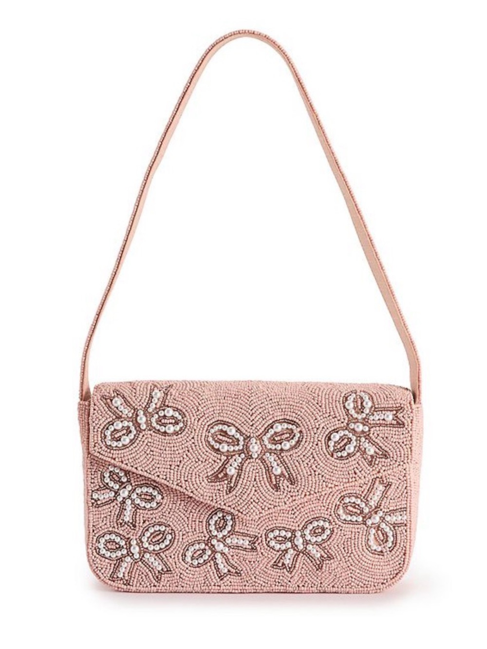 LC Lauren Conrad Pink Beaded Bow Shoulder Bag